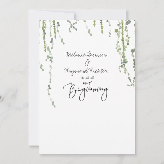 Greenery wijnt onze beginnende ceremonie kaart (Achterkant)