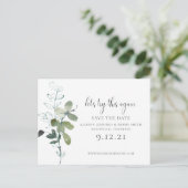 Greenery Wijzig de trouwdatum Save the Date Aankondigingskaart (Staand voorkant)