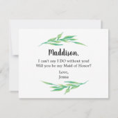 Greenery wil dat je mijn vriendin bent kaart (Achterkant)