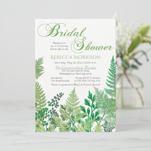 Greenery | Wild Ferns Bridal Shower Invitations Kaart (Staand voorkant)