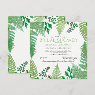 Greenery   Wild Ferns Bridal Shower Invitations Kaart