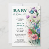 Greenery Wild Flower Baby in Bloom Baby shower Kaart (Voorkant)
