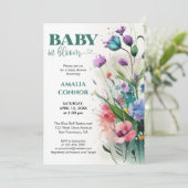 Greenery Wild Flower Baby in Bloom Baby shower Kaart (Staand voorkant)