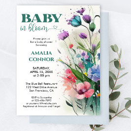 Greenery Wild Flower Baby in Bloom Baby shower Kaart