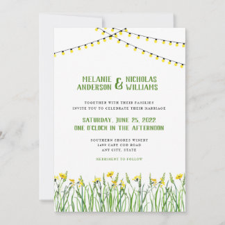 Greenery + Wildbloemen + huwelijksuitnodiging Kaart