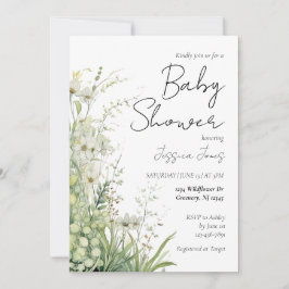 Greenery Wildflower Baby shower Invitation Kaart