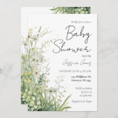 Greenery Wildflower Baby shower Invitation Kaart (Voorkant / Achterkant)