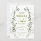 Greenery Wildflower bruiloft Kaart (Voorkant)