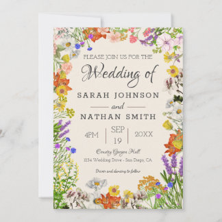 Greenery Wildflower Colorful Floral Wedding Lijst Kaart