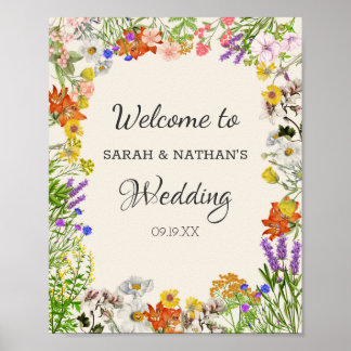 Greenery Wildflower Colorful Floral Wedding Lijst Poster