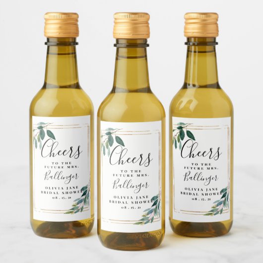 Greenery Wine Label, Eucalyptus Mini Wijn Etiket (Flessen)