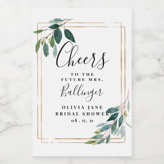 Greenery Wine Label, Eucalyptus Mini Wijn Etiket (Enkel label)