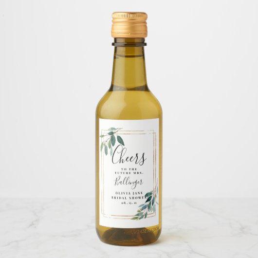 Greenery Wine Label, Eucalyptus Mini Wijn Etiket (Voorkant)