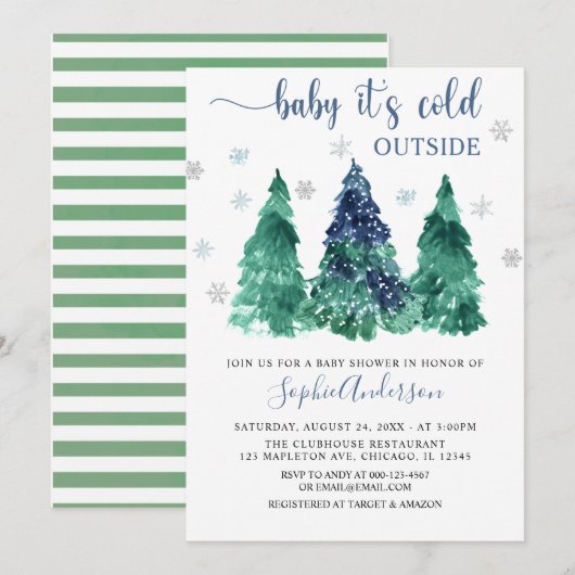 Greenery Winter Baby is koude buitenzijde Baby sho Kaart (Voorkant / Achterkant)