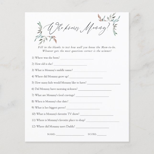 Greenery Winter Baby shower die mama het beste ken (Voorkant)