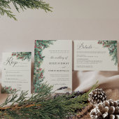 Greenery Winter Berries & Pine Waterverf Details Informatiekaartje