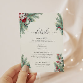 Greenery Winter Berries & Pine Waterverf Details Informatiekaartje