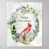 Greenery Winter Foliage, Kardinaal Bird Poster (Voorkant)