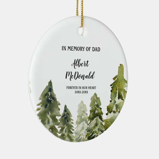 Greenery Winter ter nagedachtenis van pap Kerstmis Keramisch Ornament (Rechts)