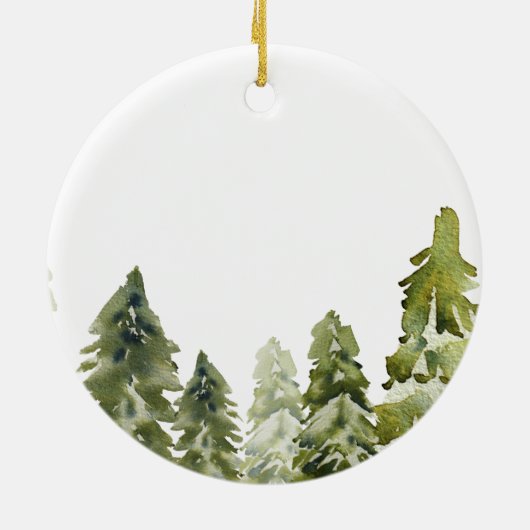 Greenery Winter ter nagedachtenis van pap Kerstmis Keramisch Ornament (Achterkant)