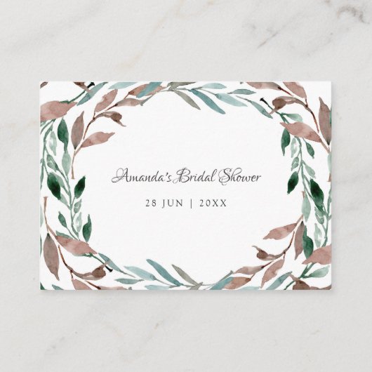 Greenery Winter Vrijgezellenfeest Date Night Ideas Informatiekaartje (Achterkant)