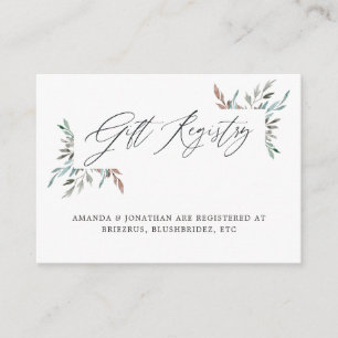 Greenery Winter Vrijgezellenfeest Gift Registry Informatiekaartje