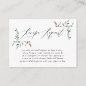 Greenery Winter Vrijgezellenfeest Recipe Request Informatiekaartje (Voorkant)