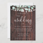 Greenery Wood String Lights Wedding Invitation Kaart (Voorkant)
