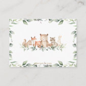 Greenery Woodland Animal Baby shower Diaper Raffle Informatiekaartje (Achterkant)