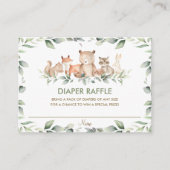 Greenery Woodland Animal Baby shower Diaper Raffle Informatiekaartje (Voorkant)