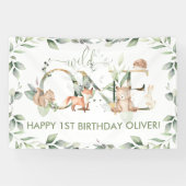 Greenery Woodland Animal Wild Op een dag welkom Spandoek (Horizontaal)