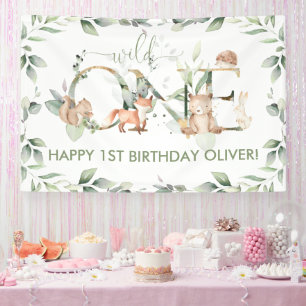 Greenery Woodland Animal Wild Op een dag welkom Spandoek