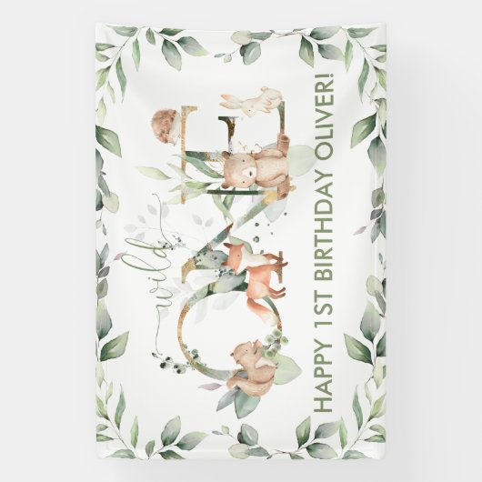Greenery Woodland Animal Wild Op een dag welkom Spandoek (Verticaal)