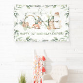 Greenery Woodland Animal Wild Op een dag welkom Spandoek (Insitu)