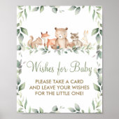 Greenery Woodland Animal Wishes for Baby Sign Game Poster (Voorkant)