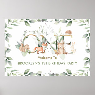 Greenery Woodland Animals 1e verjaardag Poster