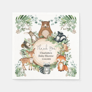 Greenery Woodland Animals Baby shower 1e verjaarda Servet