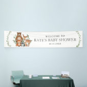 Greenery Woodland Animals Baby shower Backdrop Ban Spandoek (Beurs)