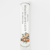 Greenery Woodland Animals Baby shower Backdrop Ban Spandoek (Verticaal)