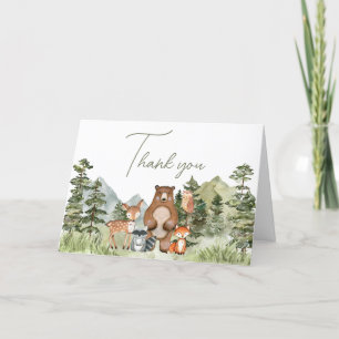 Greenery Woodland Animals Baby shower Bedankkaart