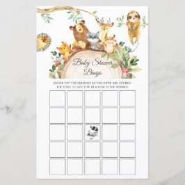 Greenery Woodland Animals Baby shower Bingo Game