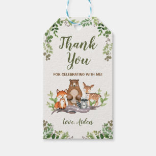 Greenery Woodland Animals Baby shower Birthday Cadeaulabel