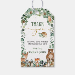 Greenery Woodland Animals Baby shower Birthday Cadeaulabel