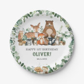Greenery Woodland Animals Baby shower Birthday Papieren Bordje (Voorkant)