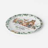 Greenery Woodland Animals Baby shower Birthday Papieren Bordje (Gekanteld)