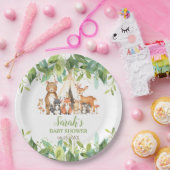 Greenery Woodland Animals Baby shower Birthday Papieren Bordje (Feest)