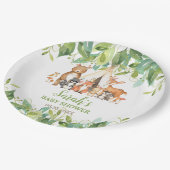 Greenery Woodland Animals Baby shower Birthday Papieren Bordje (Gekanteld)