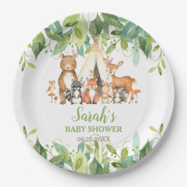 Greenery Woodland Animals Baby shower Birthday Papieren Bordje