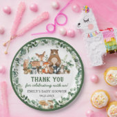 Greenery Woodland Animals Baby shower Birthday Papieren Bordje (Feest)