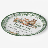 Greenery Woodland Animals Baby shower Birthday Papieren Bordje (Gekanteld)